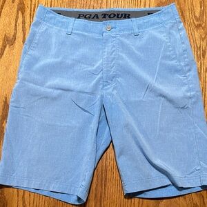PGA Tour Men's Light Blue Flat Front Shorts
